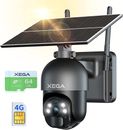 Xega 4G LTE Cellular Security Camera Outdoor Solar Camera -SIM Card & 64GBTFcard