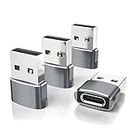 Elebase USB to USB C Adapter 4 Pack,Type C Female to A Male Charger Cable Plug Connector for Apple Watch 8,iPhone 12 13 14 15 Pro Max,iPad 9 10,Air 4 5,Samsung Galaxy S24 S23 S21 S22 Plus,A71,A33,A54