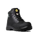 Tiger Safety CSA Men's Steel Toe Work Boots, Comfortable Safety Shoes 3055, Leather, Black, Size 12 X-Wide
