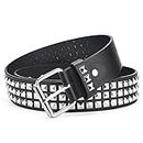 PALAY® Punk Rock Studded Belt for Women, Wide PU Leather Belt for Men,Stud Belt Goth Belts with Jeans Jacket Chains (Black,length 110cm)