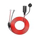 Car & Motorcycle Battery Charger Cable,SinLoon 12V Waterproof Cigarette Lighter Female to Socket Eyelet Terminal Ring Terminal Harness Extension Cord with 15A Fuse((10FT,3 Meter)