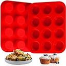 APSAMBR -1p Silicone Muffin Pan 12 Cup Silicone Cupcake Pan Molds Non-Stick Muffin Molds for Baking Cake, Tart, Bread, Jello