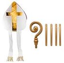 Nicky Bigs Novelties Adult Bishop Priest Pope Hat And Gold Crozier Staff Saint Costume Accessory Set