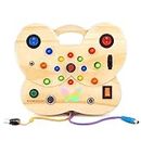 Montessori Butterfly Busy Board for hölzerne sensorische Spielwaren Toddlers LED-Lichtschalterbrett frühe Entwicklung und erlernendes pädagogisches Spielzeug für 1-4Jahr alte Jungen u. Mädchen
