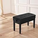 Alpha Piano Bench Stool Adjustable Height Keyboard Seat w/Storage Wooden Chair