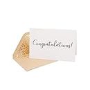 50 Pack Congratulations Card – Elegant Greeting Cards With ‘’Congratulations’’ Embossed In Gold Foil Letters – For Engagement, Graduation, Wedding - 52 Kraft Envelopes Included - 4" x 6" - White