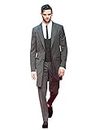 Pkrboro Men's Long Peak Lapel Suit Three Pieces Set Business Tuxedos for Wedding/Formal/Party Grey