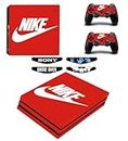 Khushi Decor Nike Red White Pro 3m Skin Sticker Cover for Ps4 Pro Console and 2 Controllers + 4 LED