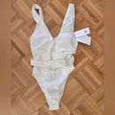 Tory Burch Swim | Brand New With Tags Tory Burch Miller Plunge One Piece Swimsuit In Ivory | Color: Cream | Size: S