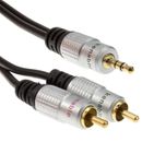 1m Pro Audio Metal 3.5mm Conector Estéreo a 2 Enchufes Fono RCA Cable Dorado [Negro]