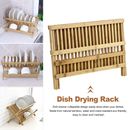 Natural Bamboo Drainer Home Kitchen Tier Durable Retro Dish Drying Rack Gifts
