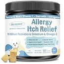 Dog Allergy Relief Chews, with Probiotics, Omega 3, Colostrum - Dog Itching Skin & Ears Relief, Herbal Dog Skin & Coat Supplement, Gut & Immune Support, Hot Spot Treatment, Anti Seasonal Allergies