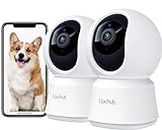 Arenti Laxihub 360° View 2K Pet Camera with Phone App 2 Pack, Indoor Security Camera, Baby Monitor, Motion Tracking, Pan/Tilt, Night Vision, Two-Way Audio, Works with Alexa (P2T 2PC)