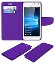 ACM Mobile Leather Flip Flap Wallet Case Compatible with Microsoft Lumia 650 Mobile Cover Purple