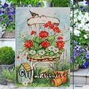 Garden Flag, 12 x 18 Inch Spring Garden Flag Double sided Spring Garden Flag for Yard Outside Decoration Flowers on Chair Welcome Flag for Home Lawn Yard Outdoor Decoration