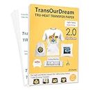 TransOurDream Tru-Transfer Paper 20 Sheets A4 Inkjet Heat Transfer Paper for Light Fabric Upgraded 2.0 Iron On Transfer Paper for White T-Shirts Printable Heat Transfer Vinyl