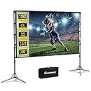 100 Projector Screen with Stand Foldable Portable Movie Screen 100”（16：9）, HD 4K Double Sided Projection Screen with Carry Bag Indoor Outdoor Video Screen for Home Theater