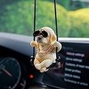 Floruit Swinging Dog Rear View Mirror Accessories for Car, Labrador Car Hanging Ornament Car Pendant Cute Car Accessories for Men & Women