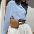 Moda Cartera Cuero Cintura Bolsos Mujeres Bolsos Cinturón Color Sólido Riñonera