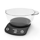 Salter 1074 BKDR Digital Kitchen Scale – Food Weighing Scales With 1.8L Dishwasher Safe Bowl, Tare/Zero Function, Measures Liquids/Fluids, Pouring Lip, For Cooking and Baking, Hidden Until Lit Display