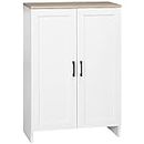 HOMCOM Storage Cabinet with Double Doors and Adjustable Shelf for Kitchen, Living Room, White