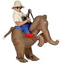 "EXPLORER ON ELEPHANT" (airblown inflatable costume, hat) (4 x AA batteries not included) - (One Size Fits Most Children)