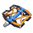 MZYRH Mountain Bike Pedals, Ultra Strong Colorful CNC Machined 9/16" Cycling Sealed 3 Bearing Pedals(Black Blue Glod 3 Bearings)