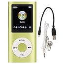 MP3 Player Stylish Multifunctional Lossless Sound Music Player with Earphones,Slim 1.8 Inch LCD Screen Portable MP3 Music Player,Support 64G Memory Card(Green)