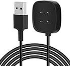 Sounce USB Charging Cable for Fitbit Versa 3 / Versa 4 / Sense/Sense 2 Smartwatch Charging Cord for Fitbit Sense/Sense 2/Versa 3/Versa 4 Smart Watch 3.3Ft Cable - Black
