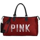 Param Creation Unisex Sport Bags Women Luxury Handbags Pink Letter ravel Duffel for Gym Swimming Sport Traval Bags Shoulder Bag polister- (Maroon)