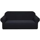 BOHHO Waterproof Sofa Slipcover, Stretch Sofa Cover Furniture Protector Combination Couch Cover for Living Room Sofa 1 2 3 4 Seater-Black-1 Seater 90-140cm