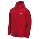 Nike Men's Sportswear Club Fleece Full Zip Hoodie, Fleece Zip-Up Hoodie Men, University Red/University Red, XL