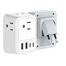 Travel Plug Adapter with 4 AC Outlets and 4 USB Ports - European and International Power Adapter, Type C Plug Adapter Travel Essentials to Most Europe EU Spain Italy France Germany
