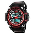 Mens Digital Watches 50M Waterproof Outdoor Sport Watch Military Multifunction Casual Dual Display Stopwatch Wrist Watch - Red