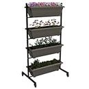 Outsunny 4-Tier Vertical Raised Garden Bed with 4 Planter Boxes, Wheels, Outdoor Plant Stand Grow Container with Leaking Holes for Balcony Patio Outdoor, Brown