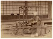 Japan, silk weaving Vintage albument print, tirage d&#039;époque,  Tirage albu