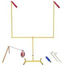 Football Goal Post, Adjustable Height Goal Post Set with Kicking Tee and Football, Sturdy Steel Tube Frame Field Goal Post, Powder Coating Anti-Rust Craft, Easy Assembly