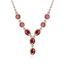 Yellow Chimes Red Royal Genre Austrian Crystal 18K Rose Gold Plated Necklace for Women and Girls