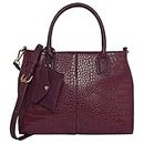 Accessorize London Women's Faux Leather Maroon Caroline Handheld Bag | Handle satchels Tote Handbags & Shoulder Sling Bags For Women Office
