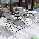 Garden Vida 2 Pack Zero Gravity Chairs Sun Loungers Outdoor Patio Recliner Weightless Feel Seat Weather Resistant Steel (Grey)
