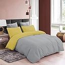 EDMUND - Brushed Microfiber Double Bed Reversible Duvet Cover Set/Comforter Cover/Rajai Cover/Blanket Cover (90"x100") Quilt Cover Double Bed with Zipper & Pillow Cover - Gold & Silver