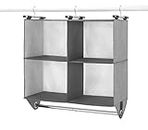 Whitmor 4 Section Fabric Closet Organizer Shelving with Built In Chrome Garment Rod