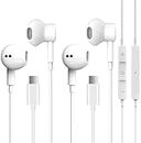 2 Pack-USB C Headphones for iPhone 15 Pro Earbuds Type C Wired Earphones with Mic & Remote Control Noise Cancelling for iPhone 15 Pro/PM, iPad Pro, Galaxy S23/S22/S21/Ultra Note 10/20, Pixel 7/6/6