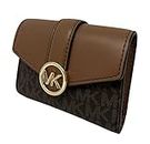 Michael Kors Carmen Women's Medium Bifold Wallet Flap Brown Signature Logo, Brown, Medium, Bifold