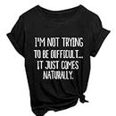 Aniywn Graphic Tees for Women Funny Graphic Sayings Short Sleeve Tops Round Neck Casual Workout Sports T-Shirt, Z01-black, X-Large