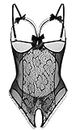 Lingerie for Women One-Piece Teddy Lingerie Sexy Bodysuit Lace Nightie, Black, X-Large