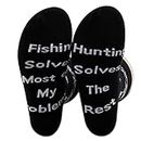 PXTIDY Hunter Socks Fishing and Hunting Gift Fishing Solves Most of My Problems Hunting Solves The Rest Crew Socks Gift
