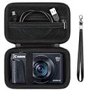 Supmay Hard Carrying Case for Canon PowerShot SX740/ SX730/ SX720/ SX620/ G7X Digital Camera, Protective Storage Bag with Zipper Mesh Pocket for Battery Pack, Charging Cable, USB Card, Black