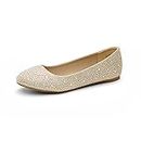 DREAM PAIRS Women's Sole-Shine Rhinestone Ballet Flats Shoes,Sole-Shine,Gold,Size 10
