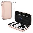 ProCase Carrying Case for MacBook Air/Pro Power Adapter, MagSafe, MagSafe2, iPhone 12/12 Pro MagSafe Charger, USB C Hub, Type C Hub, USB Multiport Adapter, Portable EVA Pouch, 2 Cable Ties -Rosegold